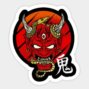 Japanese Occult Demon Mask Devil Oni Harajuku T-Shirt Sticker